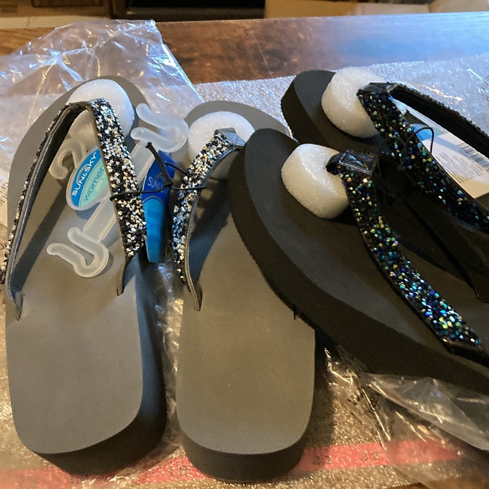 2 pair of Sun & Sky glitter strap sandals for CVS